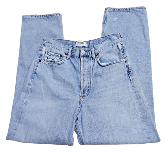 Agolde Denim - AGOLDE High Rise 100% Cotton Sz 25 Distressed Destroyed Ripped Knee Jeans